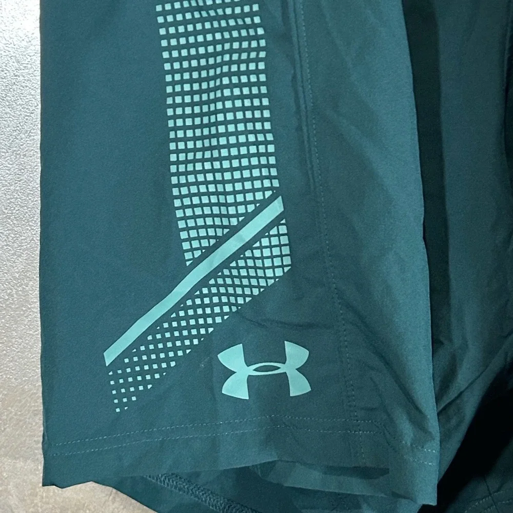 Under Armour HeatGear Mens XL Teal Green Graphic Loose Fit Athletic Shorts